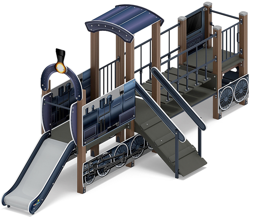 Паровозик (серо-синий) мини - ДИК 1.03.5.01-15 - Игровой комплекс H=750