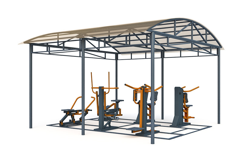 Тренажерная беседка из 6 тренажеров на раме (в составе тренажеры ТР-1.61, ТР-1.65, ТР-1.67, ТР-1.72, ТР-1.74, ТР-2.01) ТРК-1.7