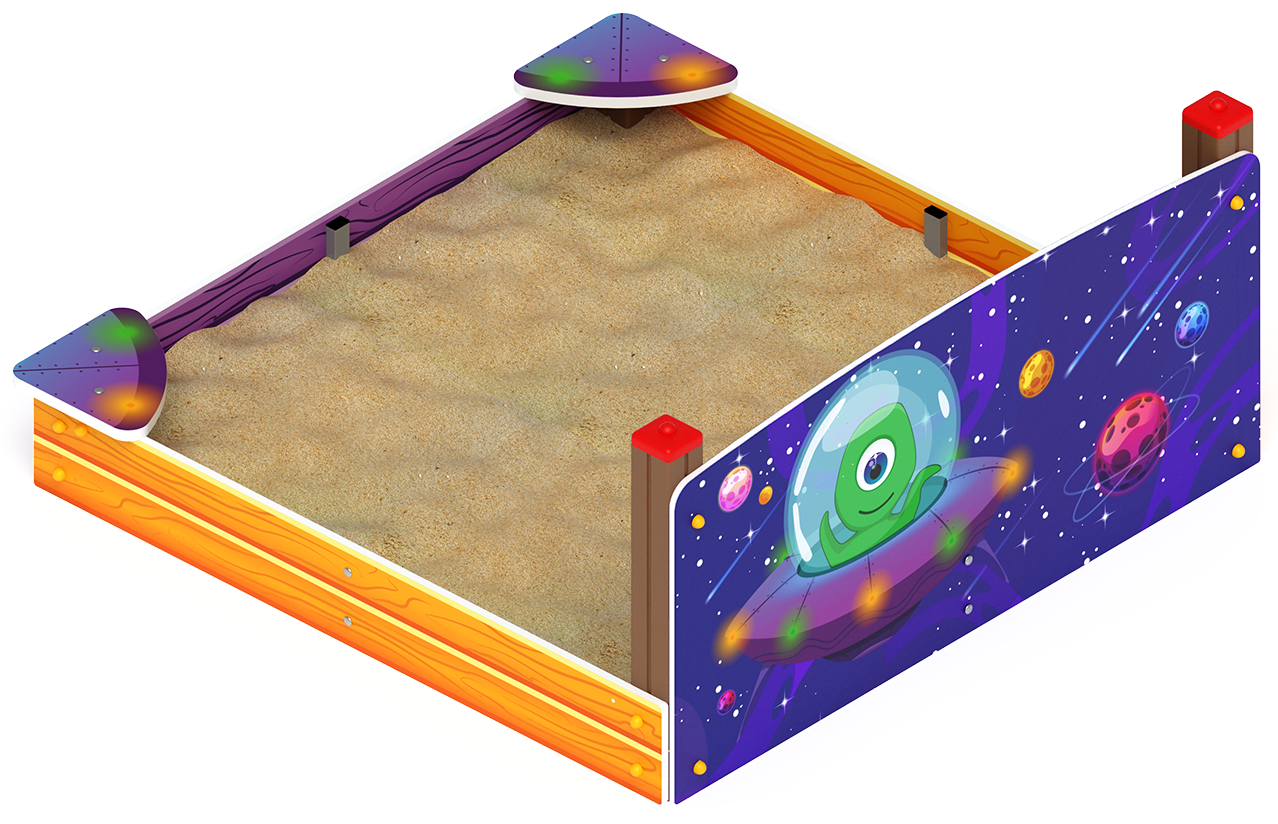 Песочница средняя с ограждением Космопорт - ИО 5.14.01-01