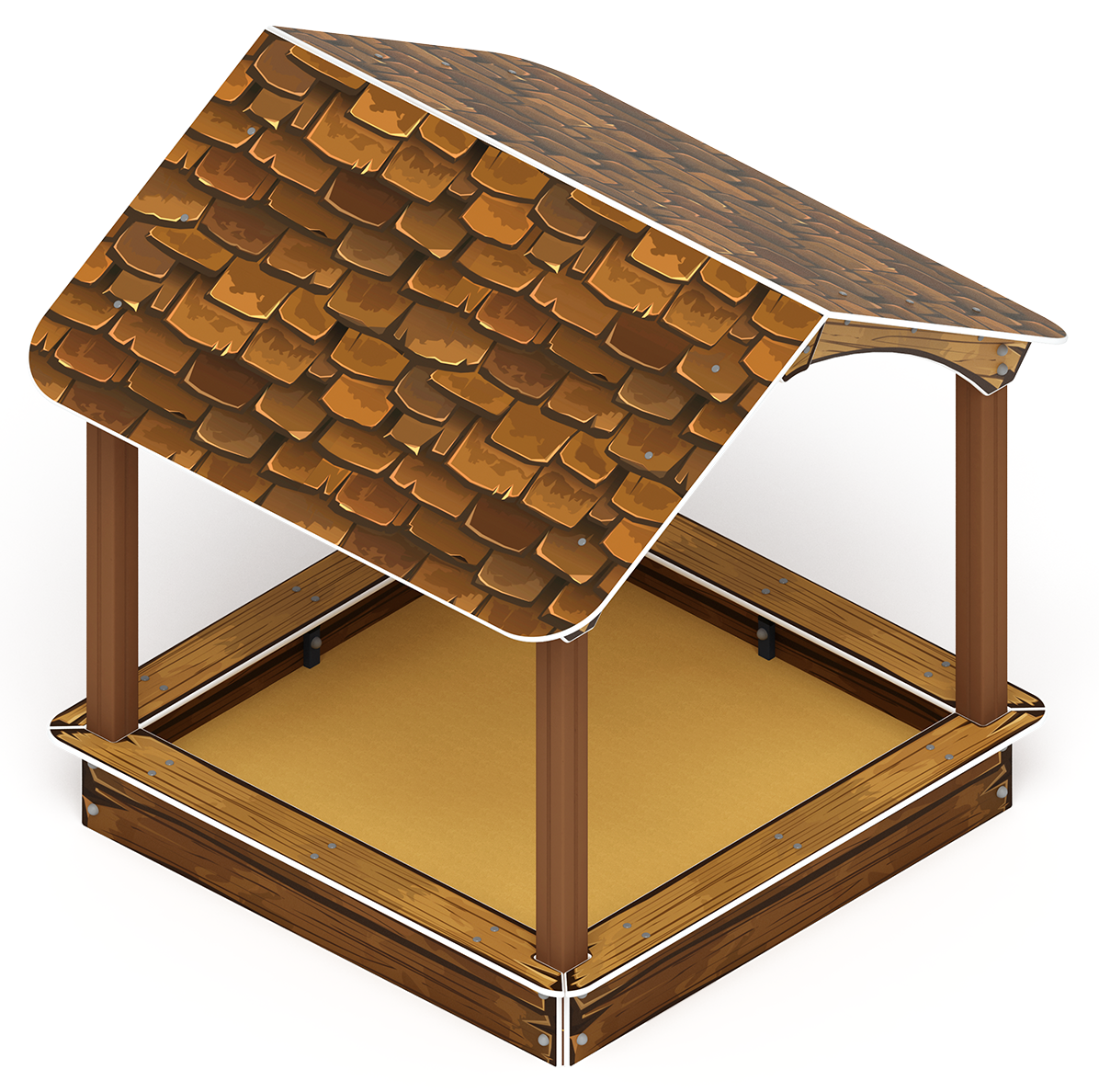 Песочный дворик с навесом Домик (Коричневый) - ИО 6.01.02-01