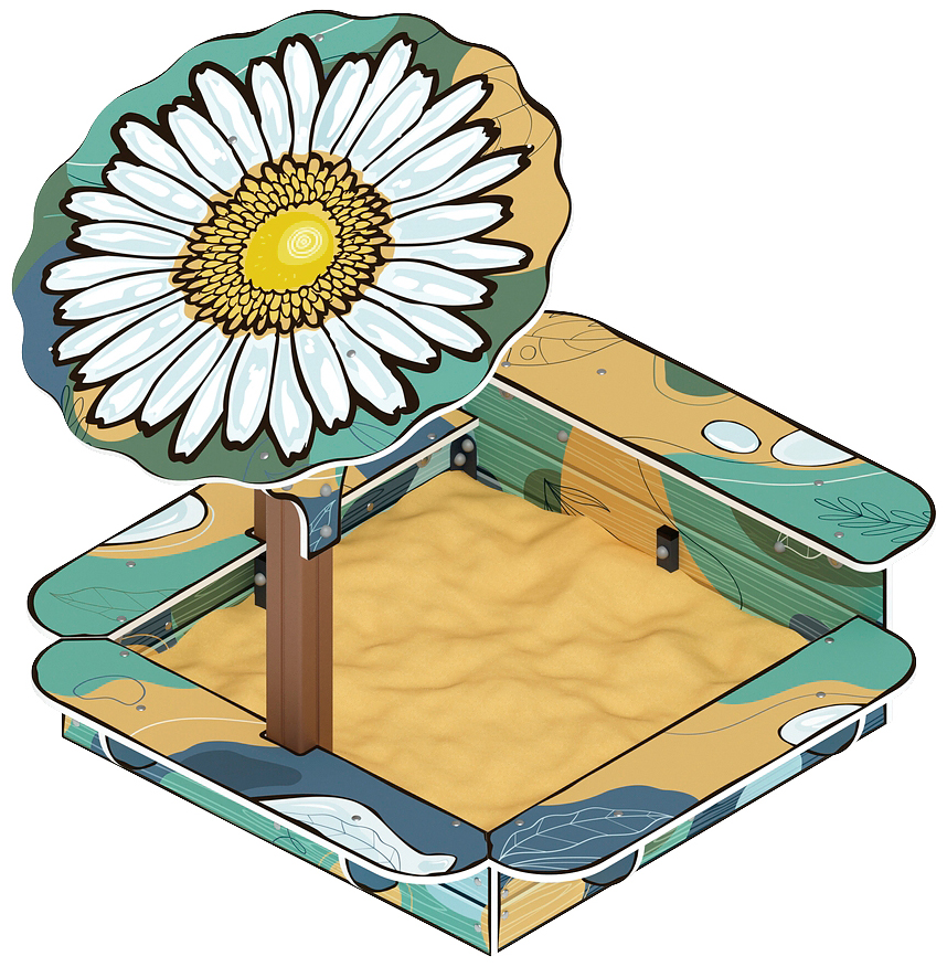 Песочница с навесом Ромашка (Пастель) - ИО 5.01.16-01