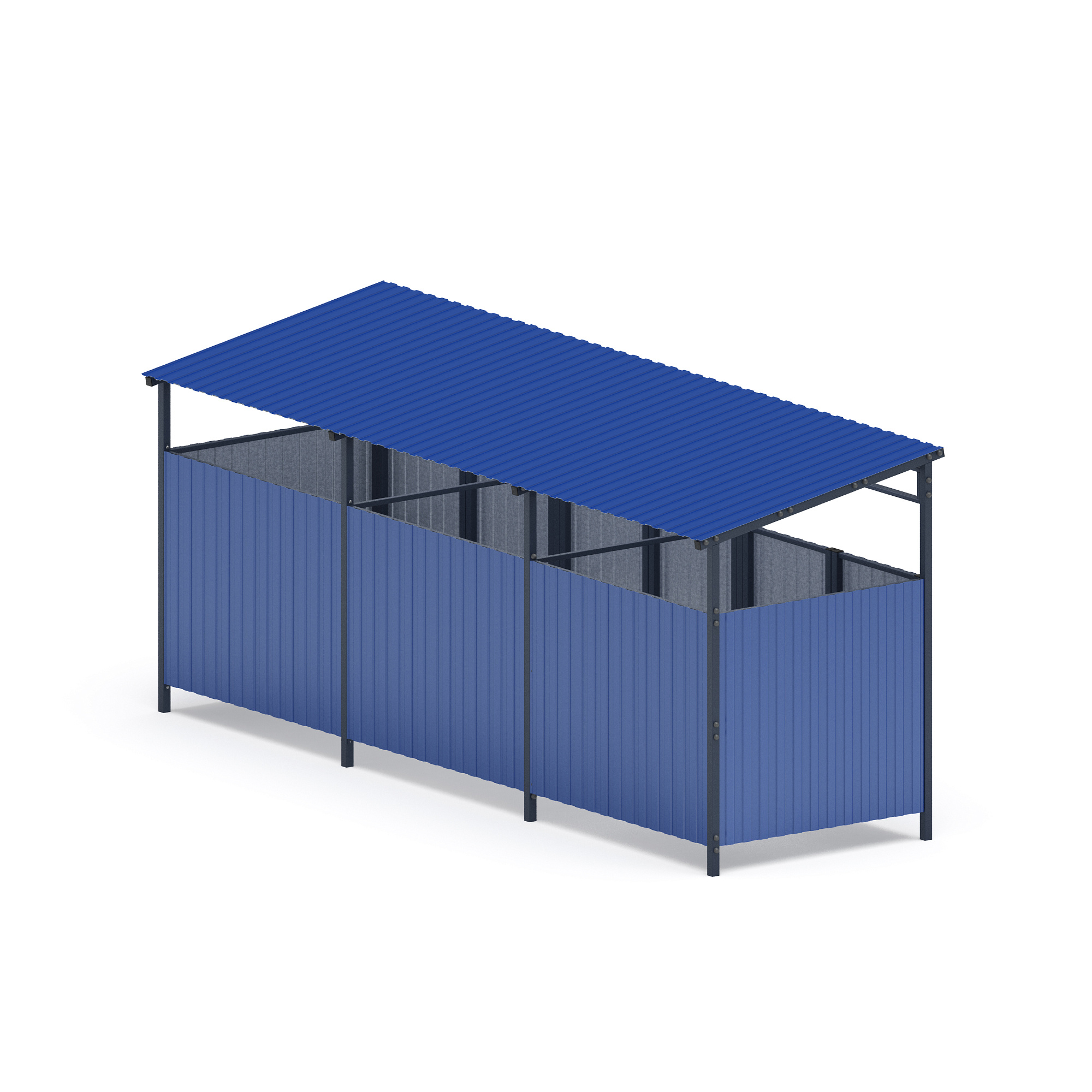 Навес контейнерной площадки для мусора (3 секции) МФ 55.02.02.3-03