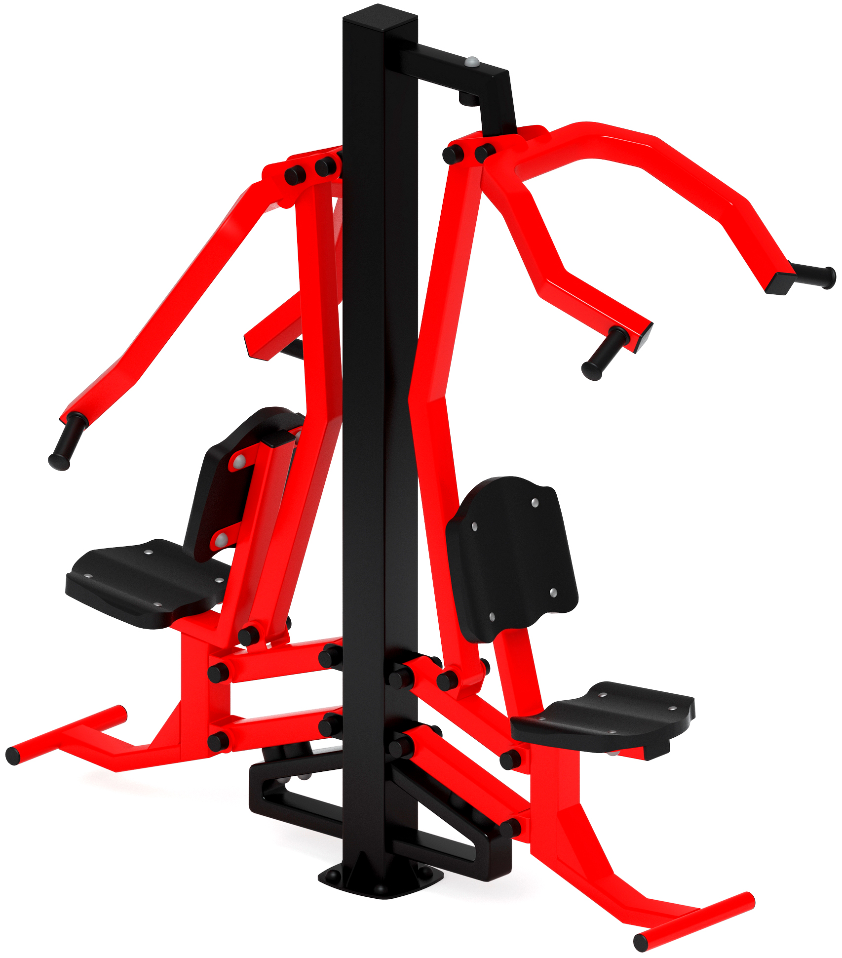 Тяга верхняя + жим от груди (красный) - Уличный тренажер двойной - СТ 027-11