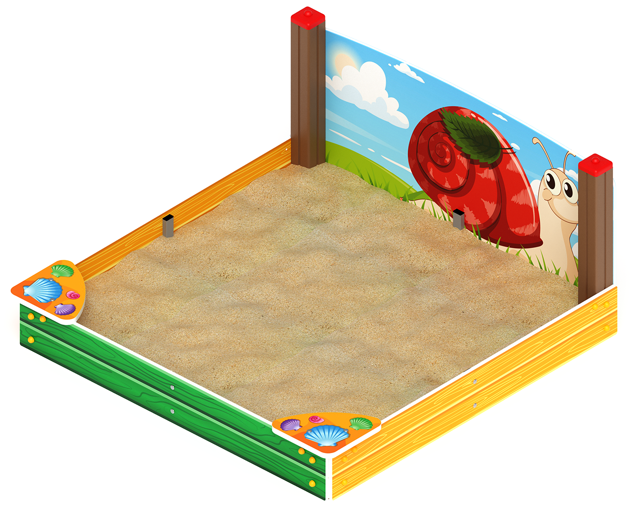 Песочница средняя с ограждением Улитка (Ракушки) - ИО 5.01.02-02