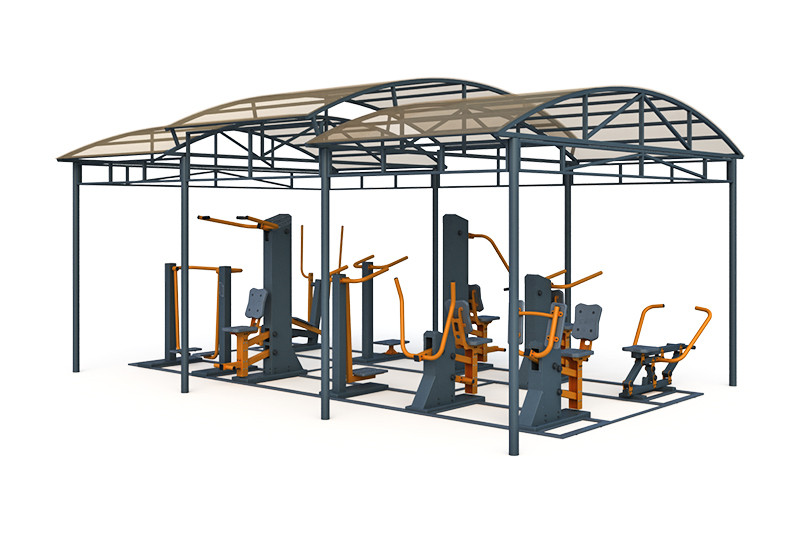 Тренажерная беседка из 10 тренажеров на раме (в составе тренажеры ТР-1.61-1.70; ТР- 2.08) ТРК-1.1