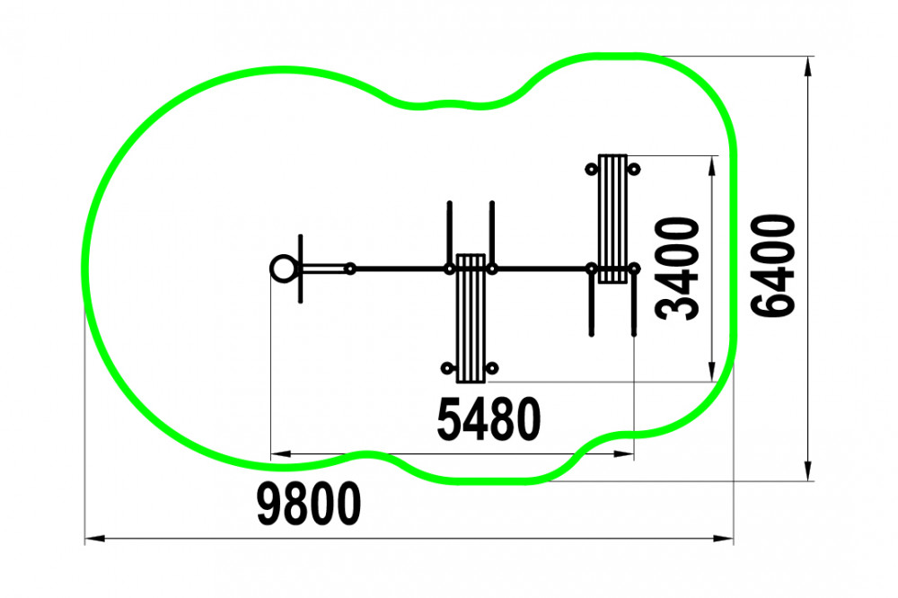 Баскетбольная стойка, турник классического хвата, шведская стенка, брусья, две лавки для упражнений на пресс W-06-008