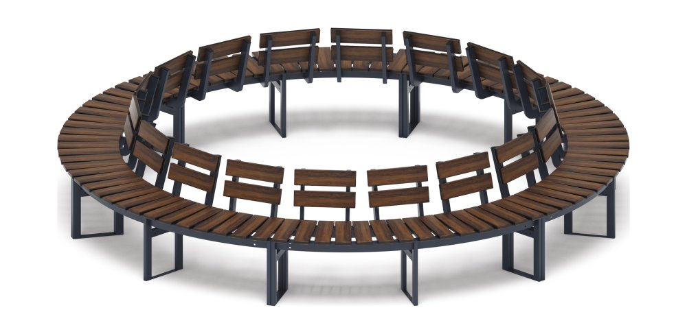 Модульная скамья радиальная (темный дуб) МФ 42.01.27