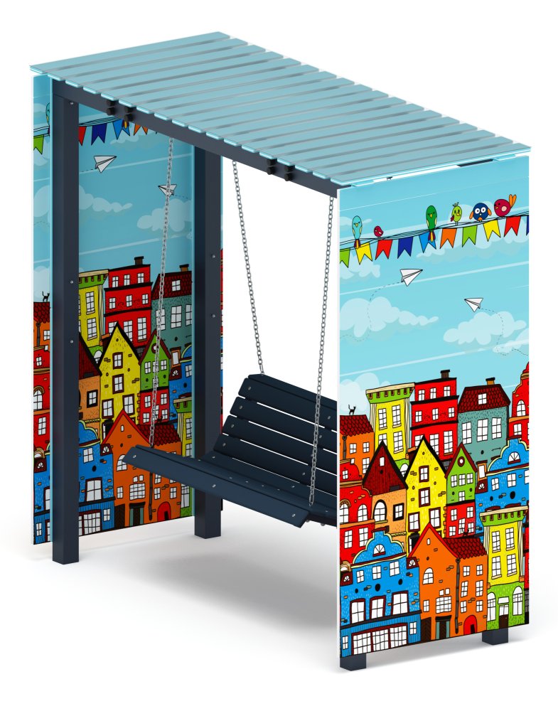 Пергола с качелями (Город) - МФ 78.06.01-04 /с поликарбонатом/