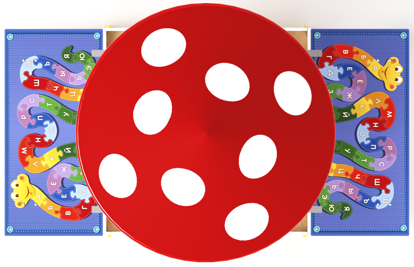 Песочница с крышкой средняя и навесом Грибок (Азбука) - ИО 5.01.10-01