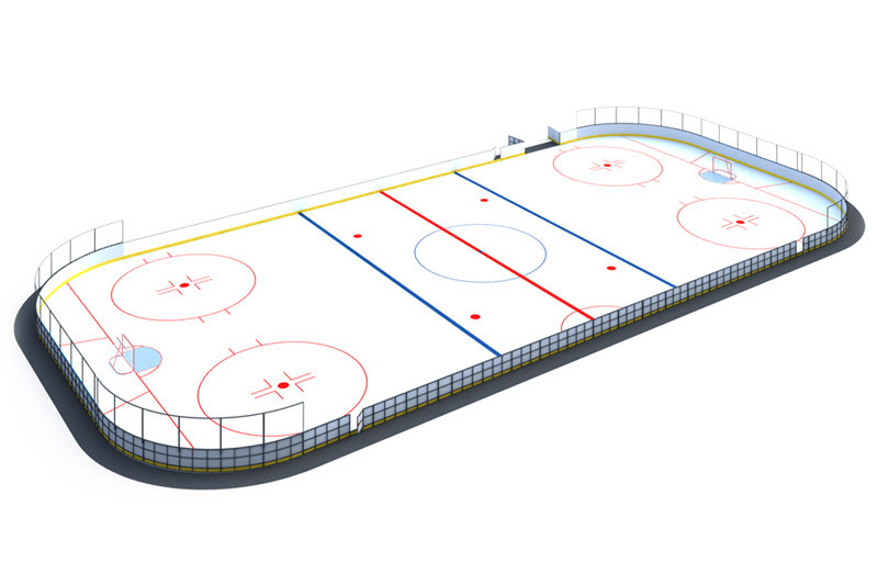 Хоккейная коробка R-7,5м. защитная сетка Н-1500мм за воротами ХОК-1.2