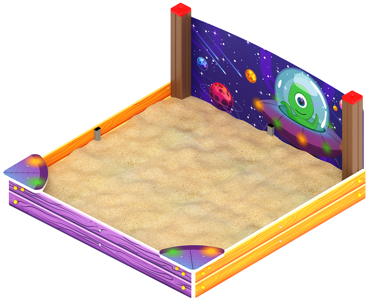 Песочница средняя с ограждением Космопорт - ИО 5.14.01-01
