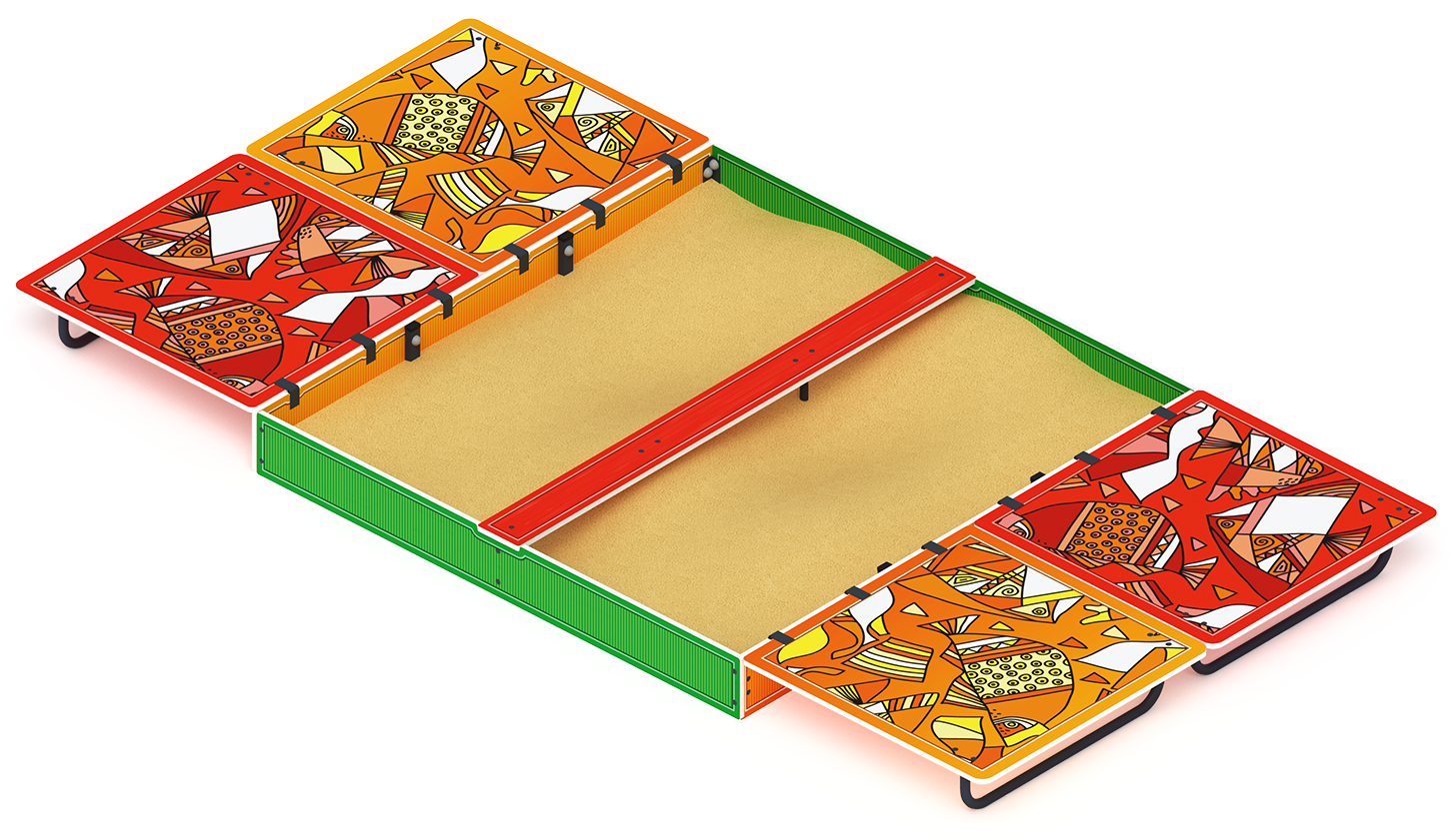 Песочница с крышкой большая (Рыбы) - ИО 5.01.14-01