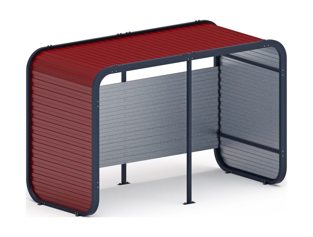Навес контейнерной площадки для мусора (красный) (2 секции) (под анкера) МФ 55.01.02-04