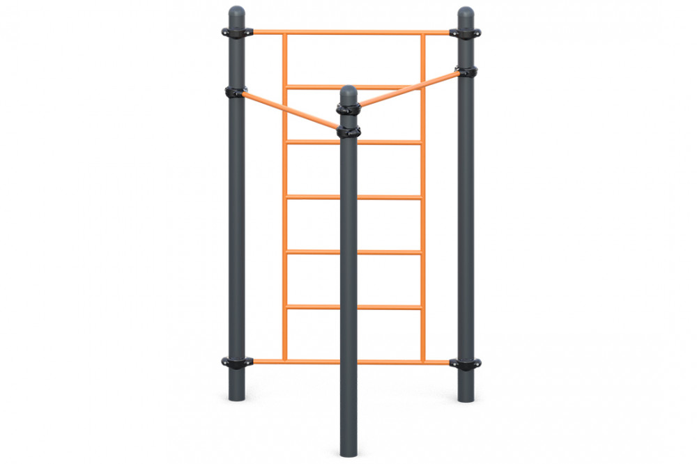 Два турника классического хвата и шведская стенка расположенные в форме треугольника W-02-011