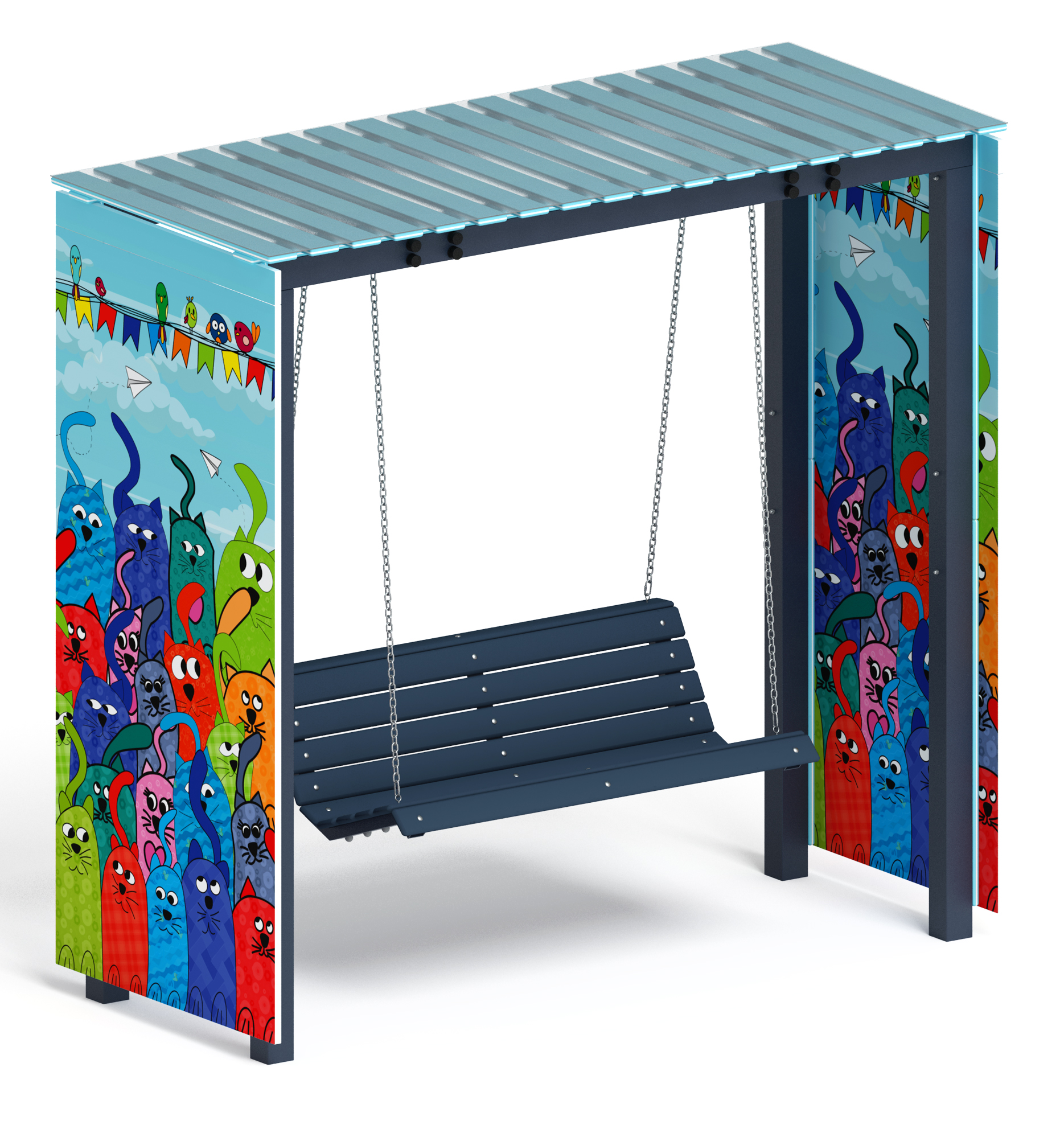 Пергола с качелями (Коты) - МФ 78.06.01-06 /с поликарбонатом/