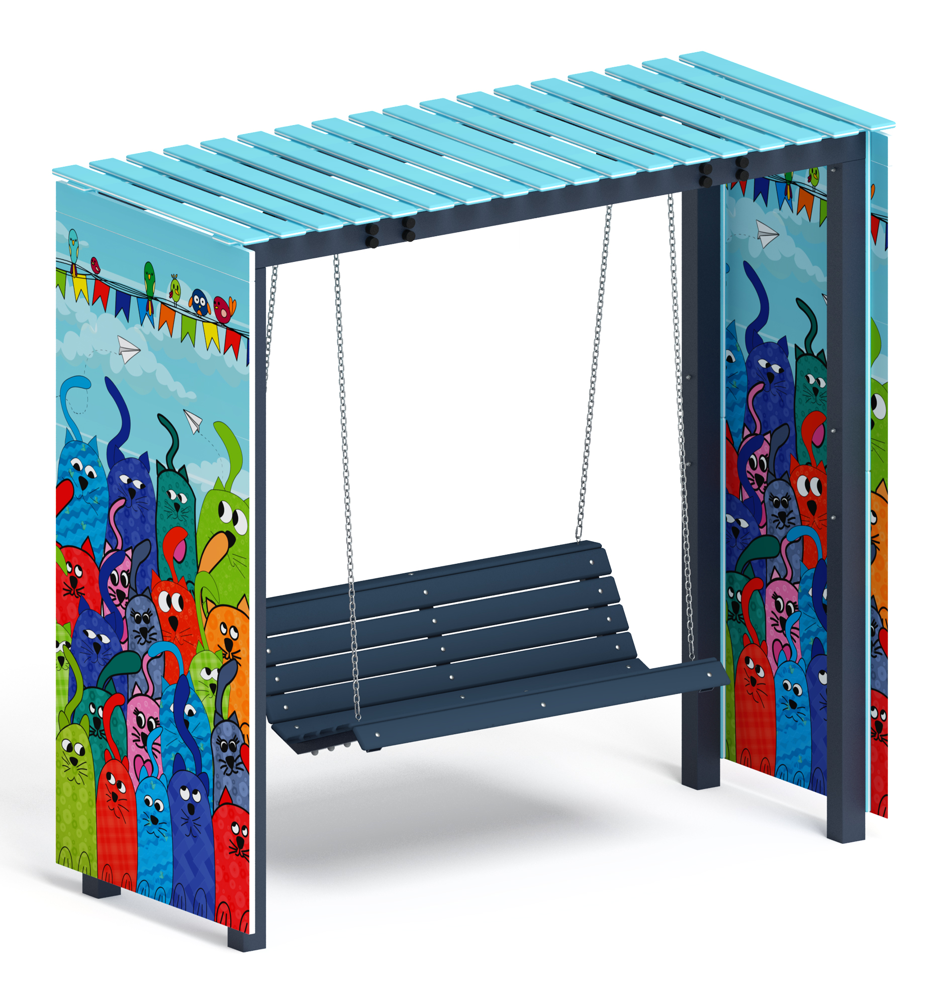 Пергола с качелями (Коты) - МФ 78.06.01-07 /без поликарбоната/