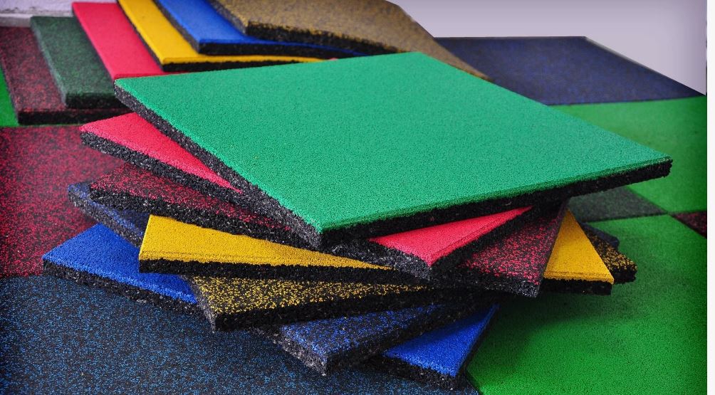 резиновая плитка — цветное зонирование