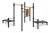 Четыре турника классического хвата, две лавки для упражнений на пресс наклонных, брусья W-02-009