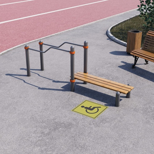 Брусья изогнутые в подъем со скамьей СВС-135-М