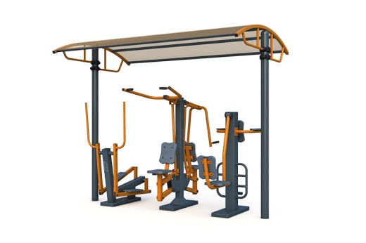 Тренажерная беседка на 3 тренажера (в составе тренажеры ТР-1.67, ТР- 2.06, 2.04) ТРК-1.10