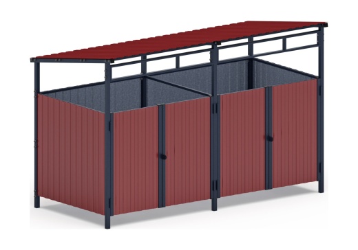 Навес контейнерной площадки для мусора (красный) (2 секции) МФ 55.02.02-04