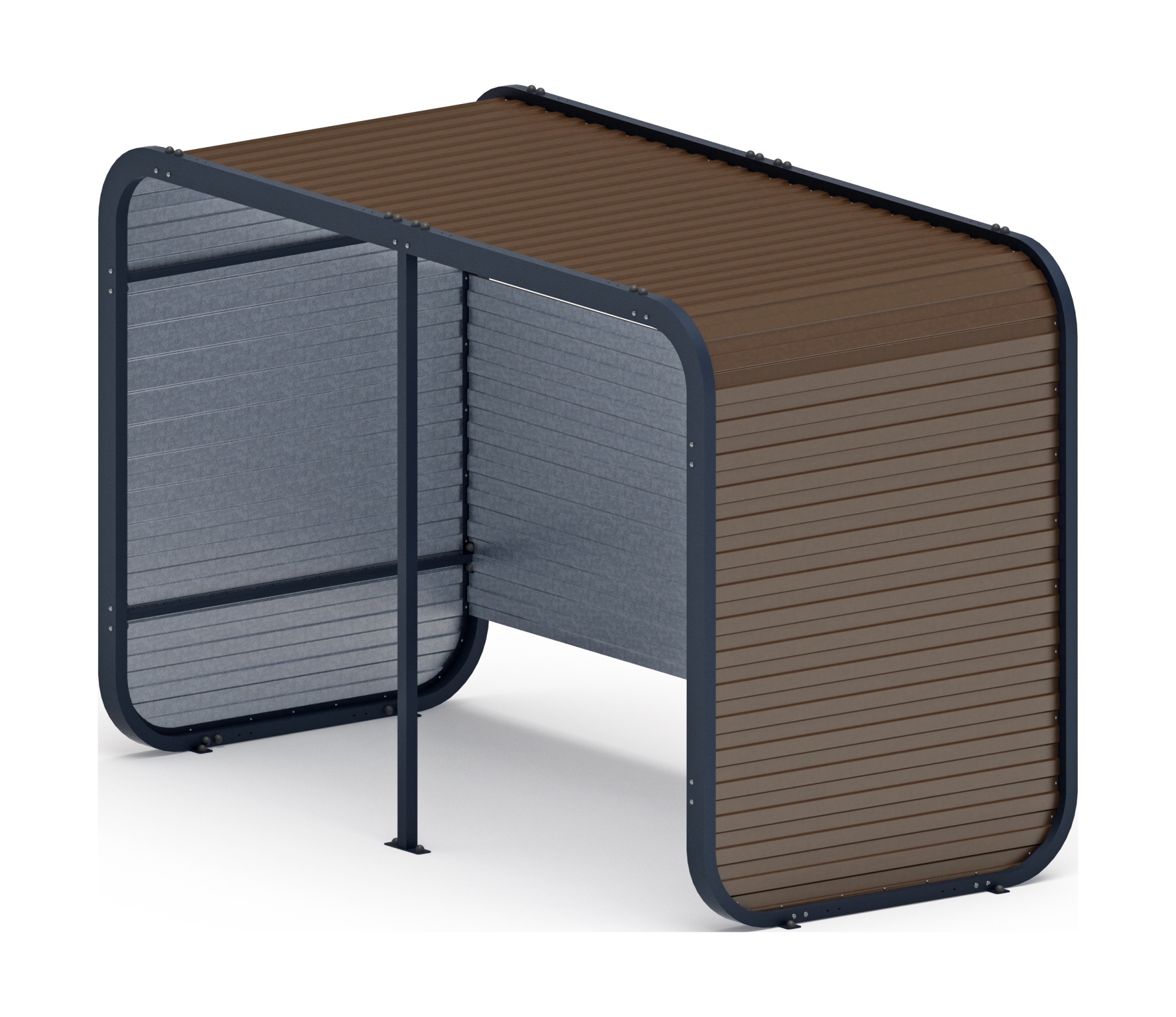 Навес контейнерной площадки для мусора (коричневый) (2 секции) (под анкера) МФ 55.01.02-02