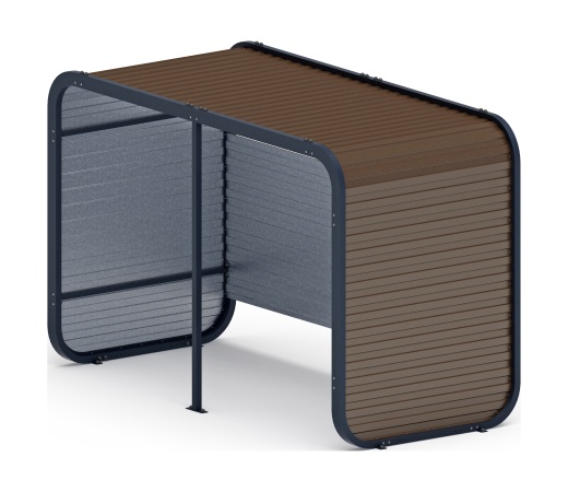 Навес контейнерной площадки для мусора (коричневый) (2 секции) (под анкера) МФ 55.01.02-02