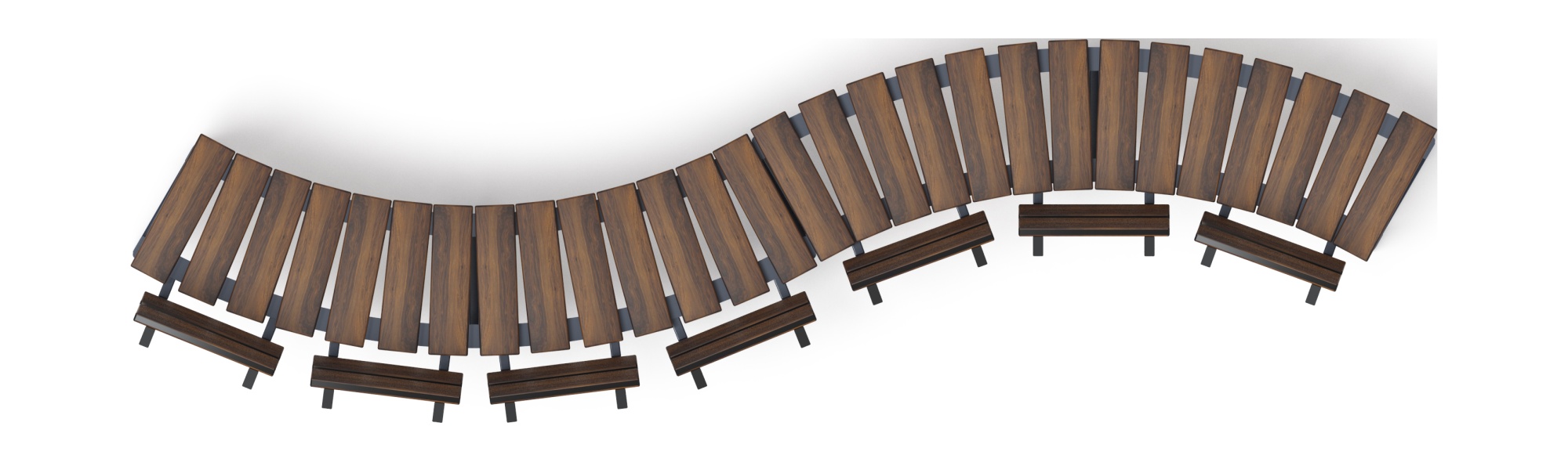 Модульная скамья радиальная (темный дуб) МФ 42.01.21