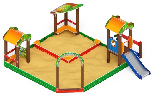 Песочный дворик с горкой Полянка - ИО 6.16.01-01 H=750