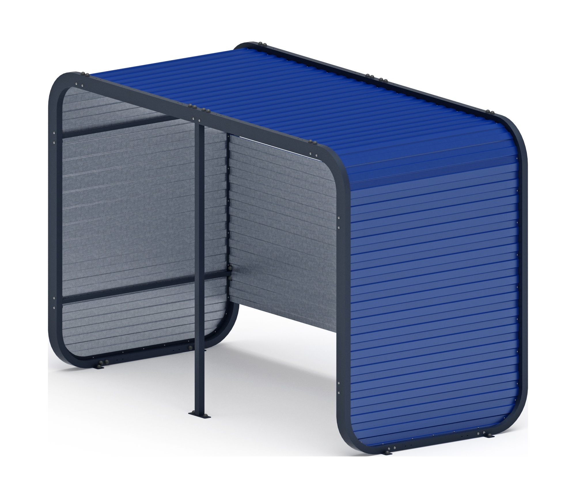 Навес контейнерной площадки для мусора (синий) (2 секции) (под анкера) МФ 55.01.02-03