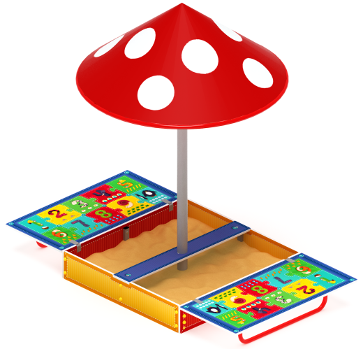 Песочница с крышкой средняя и навесом Грибок (Арифметика) - ИО 5.01.10-03