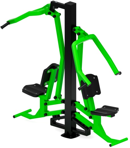 Тяга верхняя + жим от груди (зеленый) - Уличный тренажер двойной - СТ 027-12