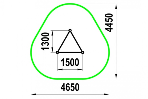 Два турника классического хвата и шведская стенка расположенные в форме треугольника W-02-011
