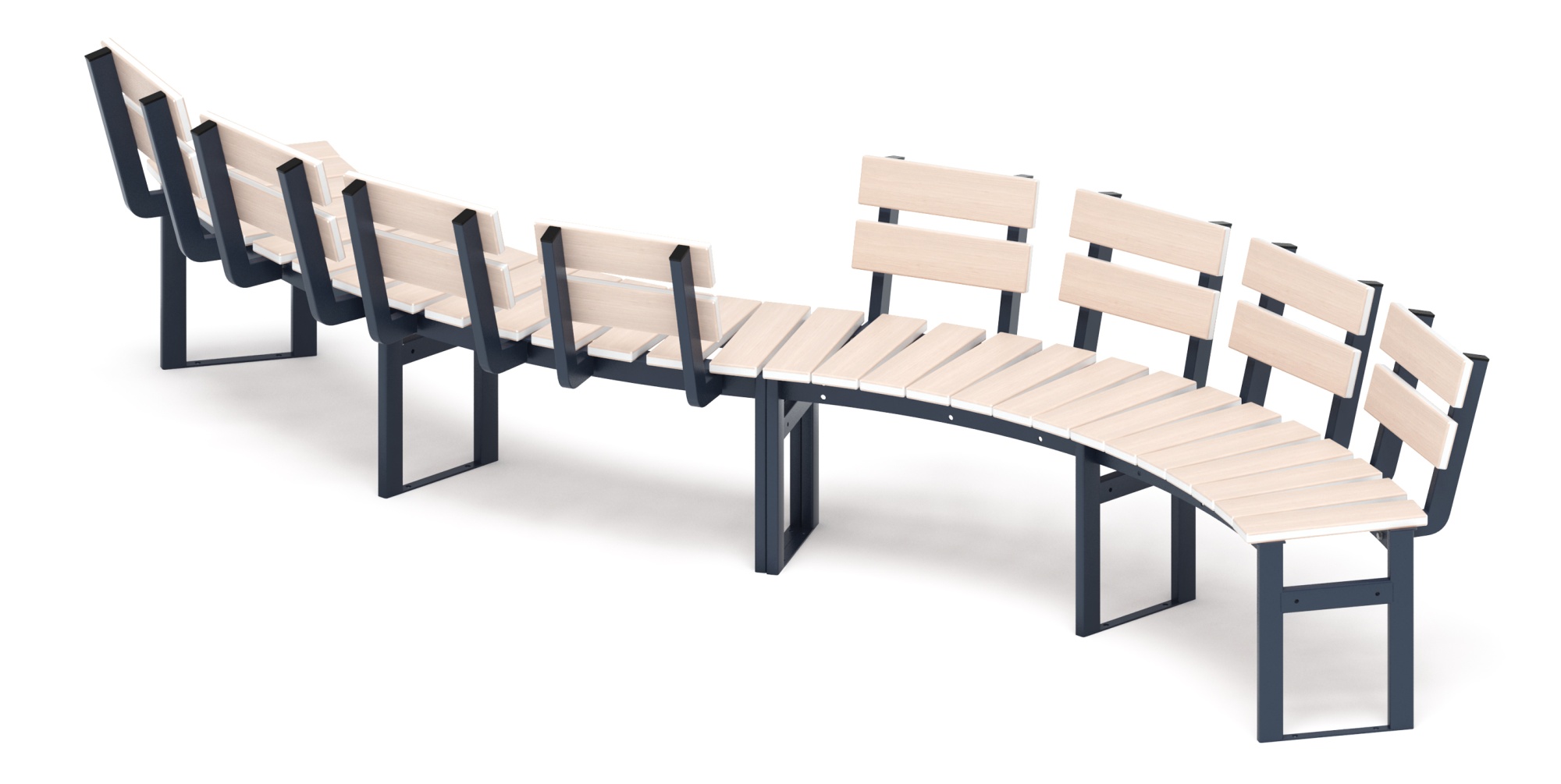 Модульная скамья радиальная (беленый дуб) МФ 42.01.22-01