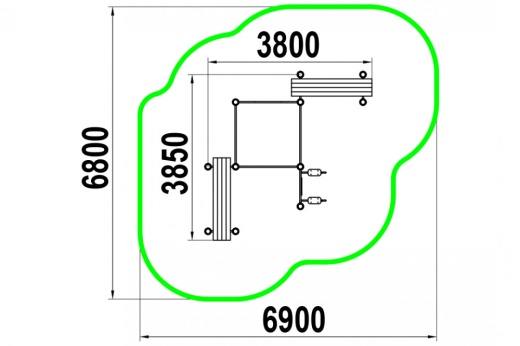 Четыре турника классического хвата, две лавки для упражнений на пресс наклонных, брусья W-02-009