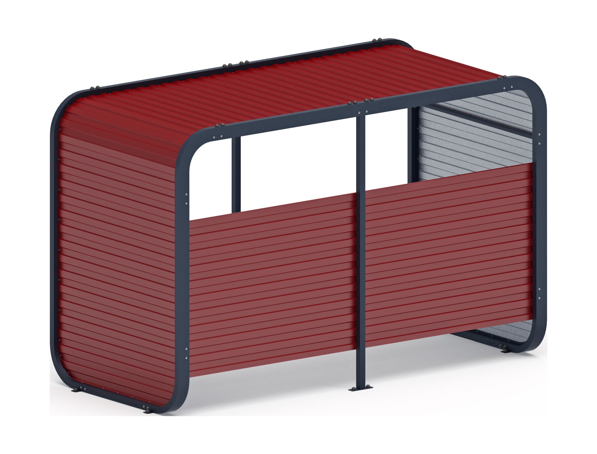 Навес контейнерной площадки для мусора (красный) (2 секции) (под анкера) МФ 55.01.02-04