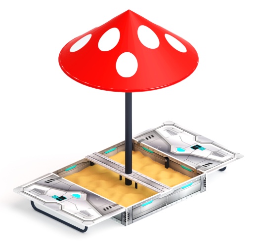 Песочница с крышкой средняя и навесом Грибок (Техно) - ИО 5.01.10-10