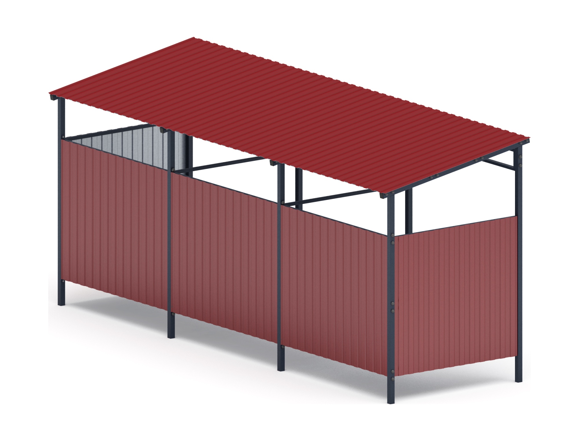 Навес контейнерной площадки для мусора (3 секции) МФ 55.02.03.3-04