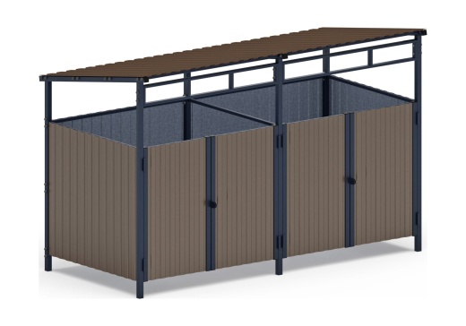 Навес контейнерной площадки для мусора (коричневый) (2 секции) МФ 55.02.02-02