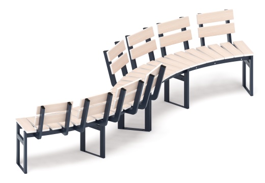 Модульная скамья радиальная (беленый дуб) МФ 42.01.22-01