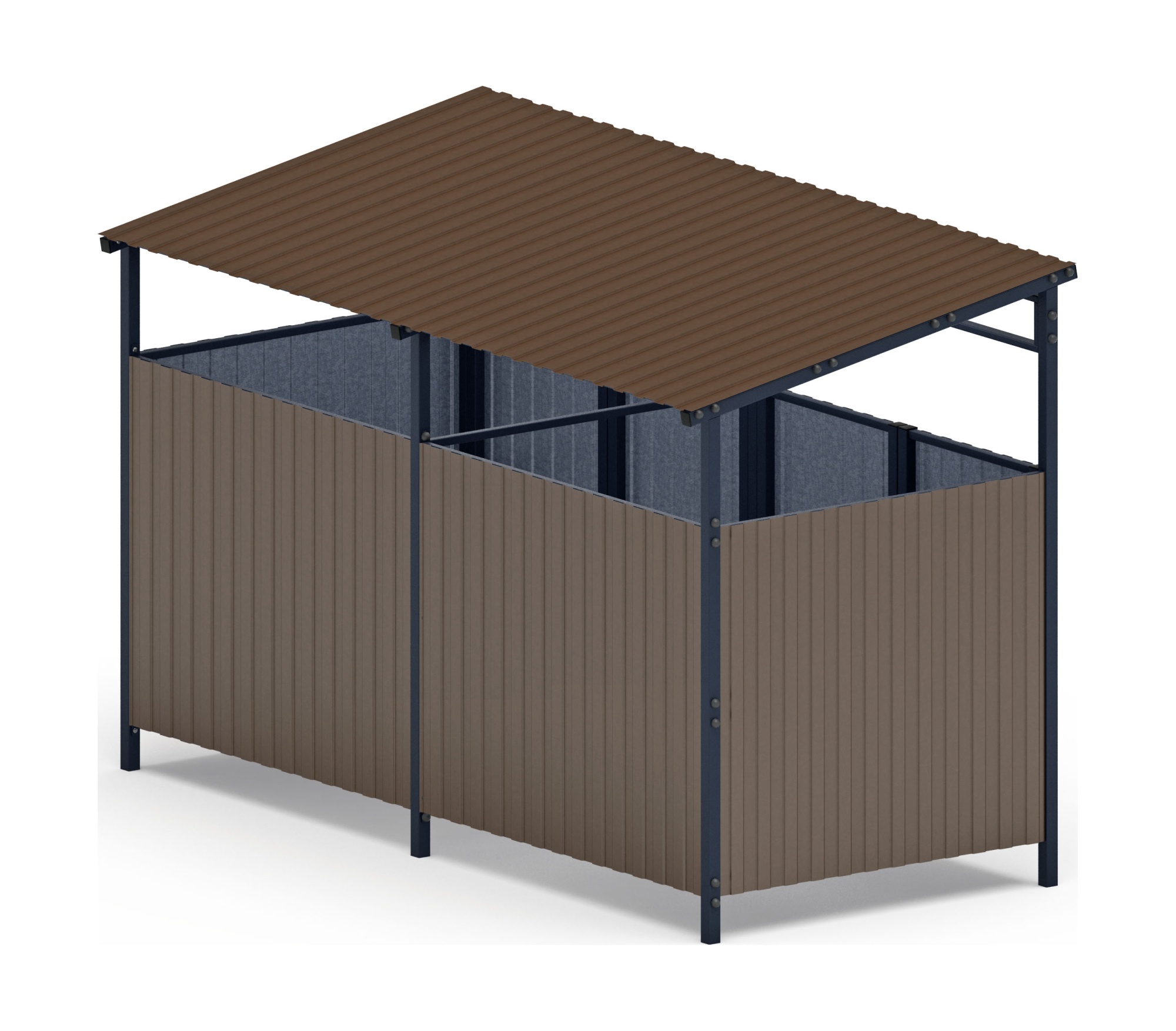 Навес контейнерной площадки для мусора (коричневый) (2 секции) МФ 55.02.02-02