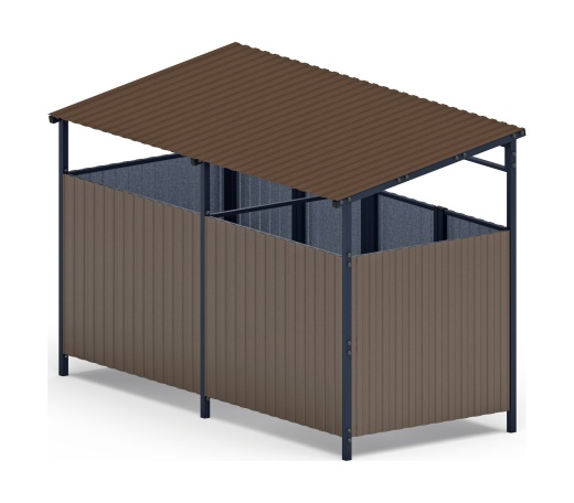 Навес контейнерной площадки для мусора (коричневый) (2 секции) МФ 55.02.02-02