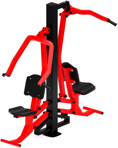 Тяга верхняя + жим от груди (красный) - Уличный тренажер двойной - СТ 027-11