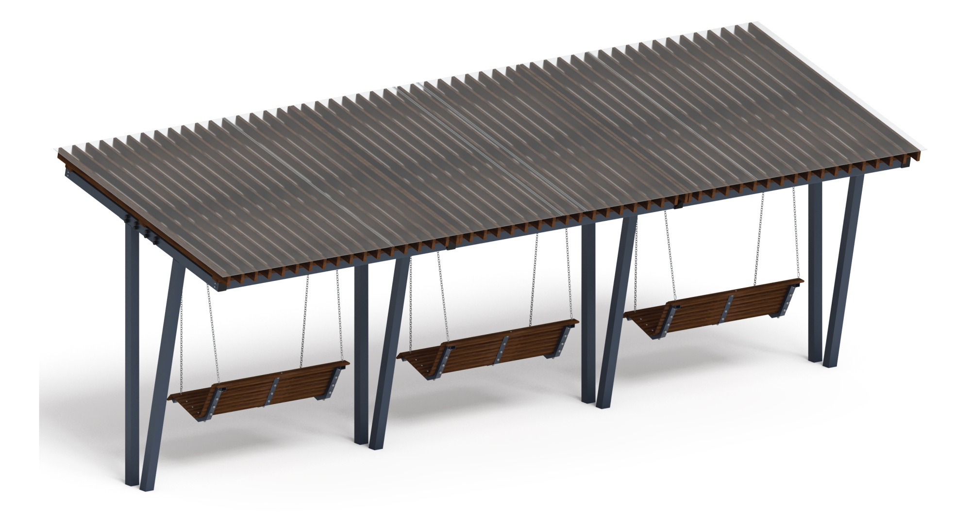 Пергола тент с качелями (наклоная) - МФ 78.03.03 /с поликарбонатом/