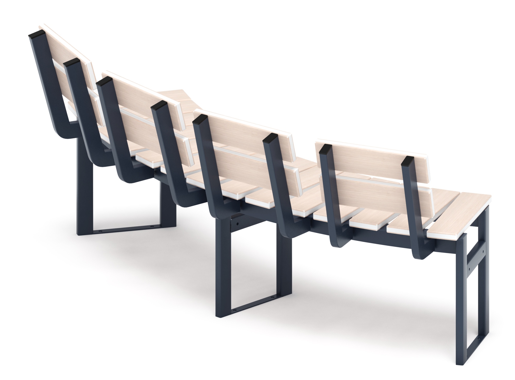 Модульная скамья радиальная (беленый дуб) МФ 42.01.18-01