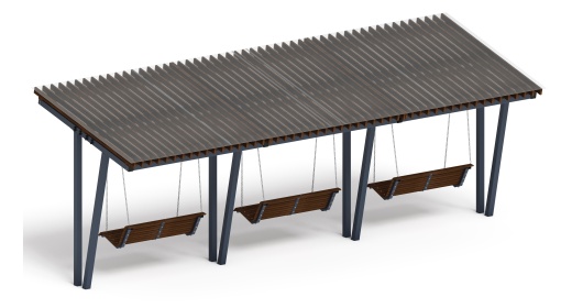 Пергола тент с качелями (наклоная) - МФ 78.03.03 /с поликарбонатом/