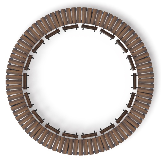 Модульная скамья радиальная (темный дуб) МФ 42.01.27