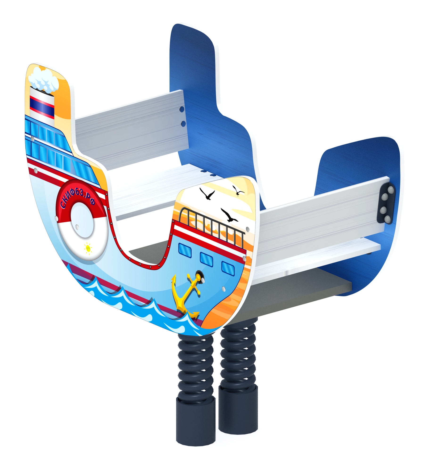 Пароходик - Качалка на пружине двухместная - ИО 23.17.01-И1