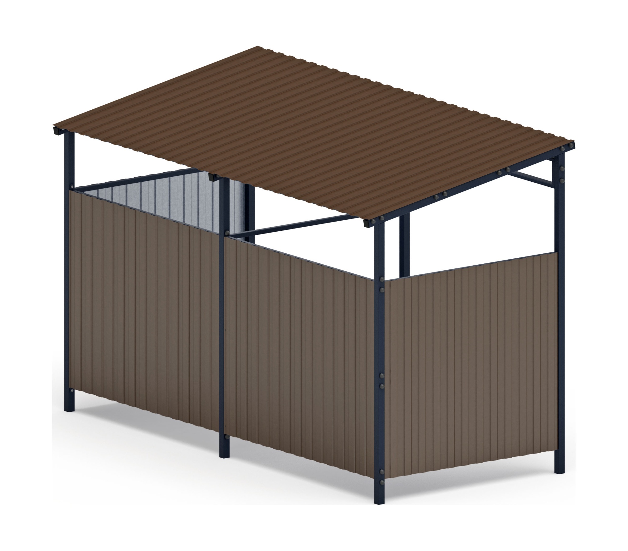 Навес контейнерной площадки для мусора (коричневый) (2 секции) МФ 55.02.03-02