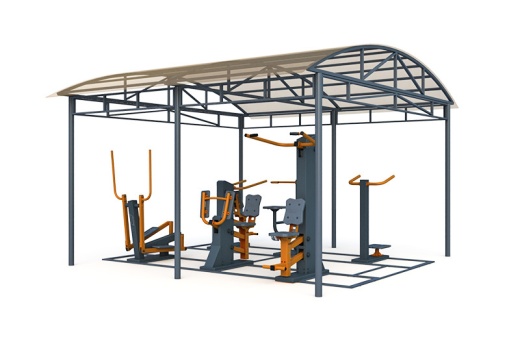 Тренажерная беседка из 6 тренажеров на раме (в составе тренажеры ТР-1.62, ТР-1.65, ТР-1.67, ТР-1.70, ТР-1.72, ТР-1.74) ТРК-1.6